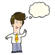 cartoon office man with crazy idea thought bubble N3