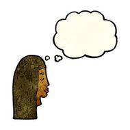 cartoon female face profile with thought bubble N3