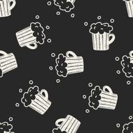 Doodle Beer seamless pattern background N2