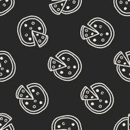 Doodle Pizza seamless pattern background N2