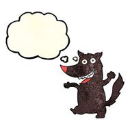 cartoon happy wolf with thought bubble N5