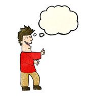 cartoon laughing man with thought bubble N6