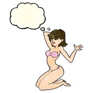 cartoon sexy bikini girl with thought bubble N3