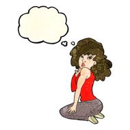 cartoon woman posing with thought bubble N7