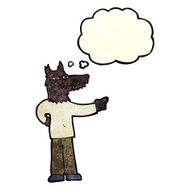 cartoon pointing wolf man with thought bubble N2