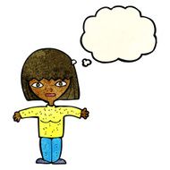 cartoon woman with open arms thought bubble N30
