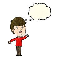 cartoon man asking question with thought bubble N11