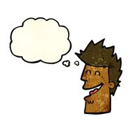 cartoon happy man with thought bubble N119