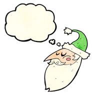 cartoon santa face with thought bubble N3