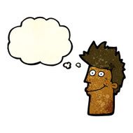 cartoon happy man with thought bubble N120