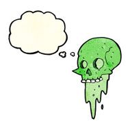 gross halloween skull cartoon with thought bubble N3