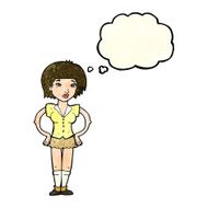 cartoon woman with hands on hips thought bubble N58