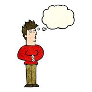 cartoon nervous man with thought bubble N37