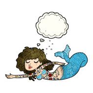 cartoon mermaid covered in tattoos with thought bubble N3