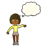 cartoon surprised woman with thought bubble N70