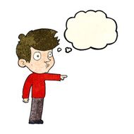 cartoon pointing boy with thought bubble N9