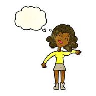 cartoon woman only joking with thought bubble N3