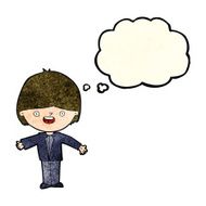 cartoon happy boy with open arms thought bubble N6