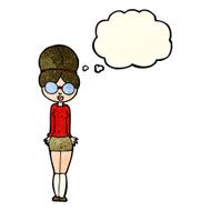 cartoon librarian woman with thought bubble N3