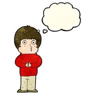 cartoon shy boy with thought bubble N6