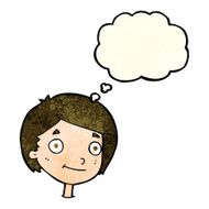 cartoon happy boy with thought bubble N59