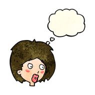 cartoon woman looking with thought bubble N3