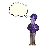 cartoon vampire with thought bubble N35