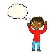 cartoon excited boy with thought bubble N38