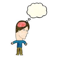 cartoon man with brain symbol thought bubble N6