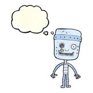 cartoon funny robot with thought bubble N18