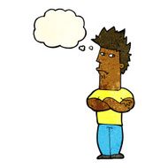 cartoon man sulking with thought bubble N3