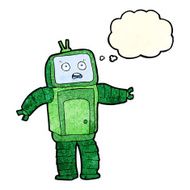 cartoon funny robot with thought bubble N19