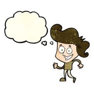 cartoon grinning man with thought bubble N25