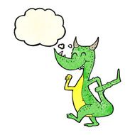 cartoon happy dragon with thought bubble N3