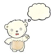 cartoon worried polar bear with thought bubble N2