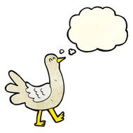 cartoon walking bird with thought bubble N5