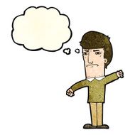 cartoon angry man with thought bubble N25