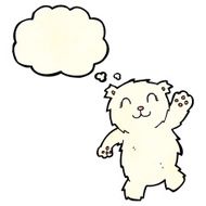 cartoon waving polar bear with thought bubble N16