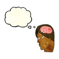 cartoon head with brain symbol thought bubble N10