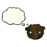 cartoon black bear head with thought bubble N3