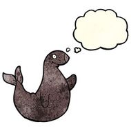 cartoon seal with thought bubble N3