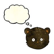 cartoon black bear head with thought bubble N4