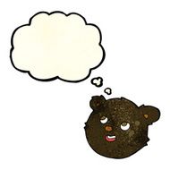 cartoon black bear face with thought bubble N11