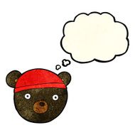 cartoon black bear face with thought bubble N12