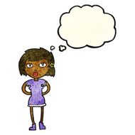 cartoon woman with thought bubble N8
