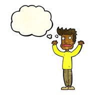cartoon stressed man with thought bubble N20