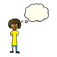 cartoon curious woman with thought bubble N14