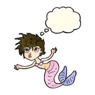 cartoon mermaid with thought bubble N15