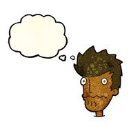 cartoon nervous man with thought bubble N38