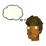 cartoon nervous man with thought bubble N39